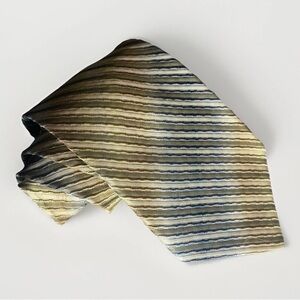Stephano‎ Conte Mens Blue & Gold Ombré Summer Style Striped Italian Silk Tie